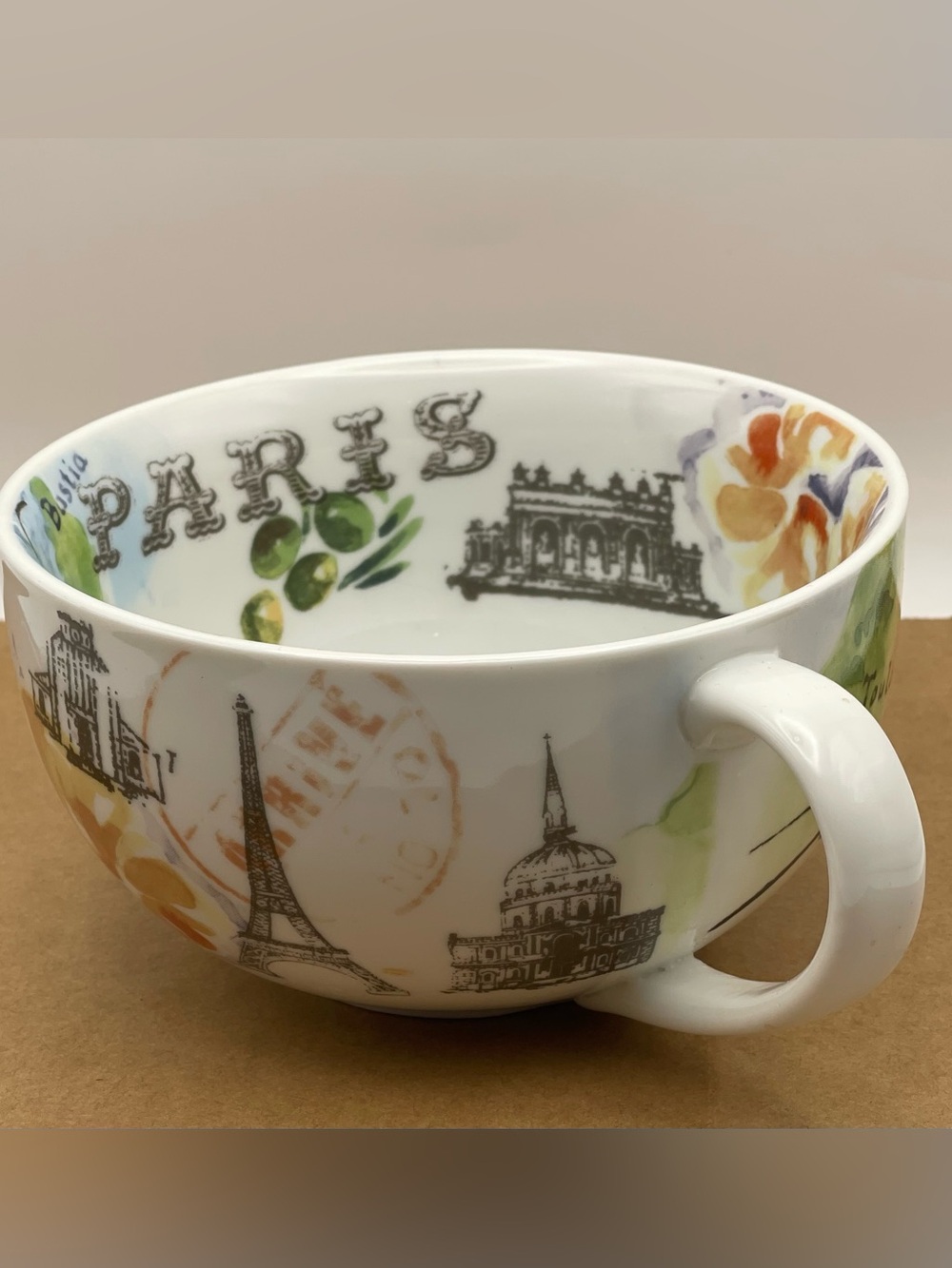 222 Fifth Paris Travels Oversized Soup Mug | French Bistro Parisian Cafe Cup